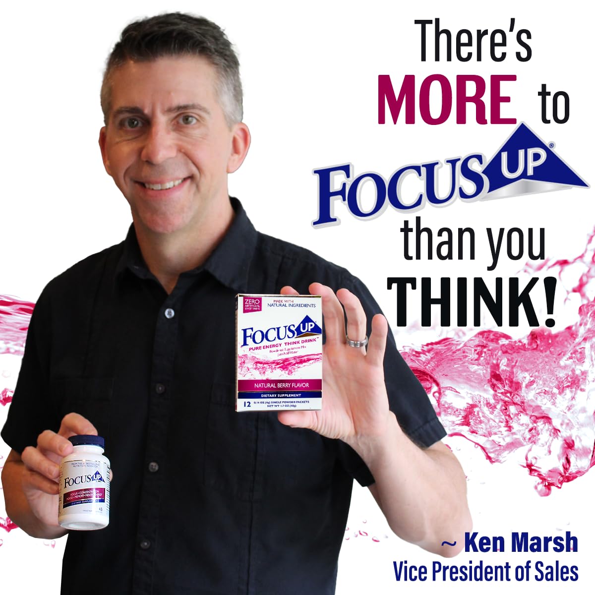 Xooma FocusUP ingredients illustration featuring Acetyl L-Carnitine and Rhodiola.