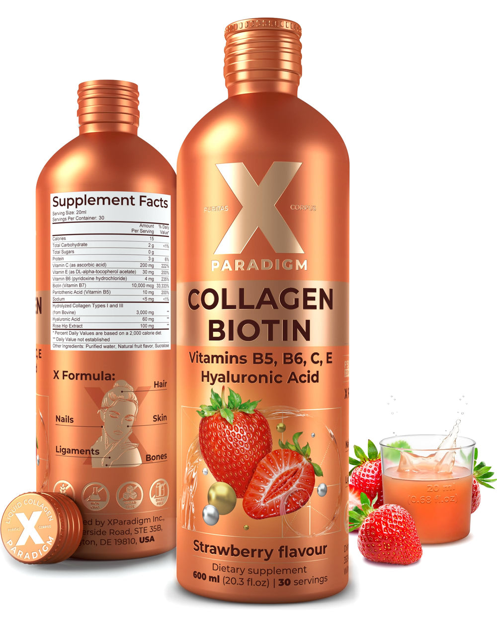 XParadigm Puritas Corpus liquid bottle for daily collagen support