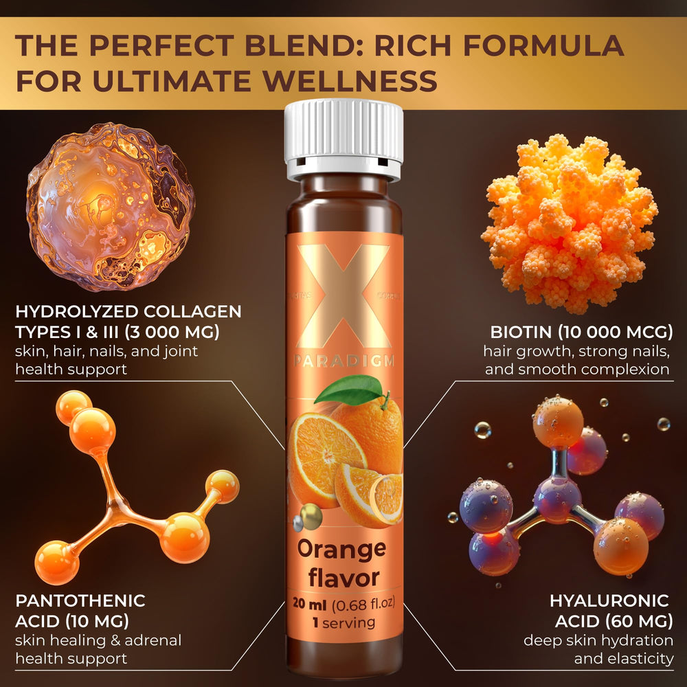 XParadigm Puritas Corpus liquid collagen pour demonstrates convenient ready-to-drink format.