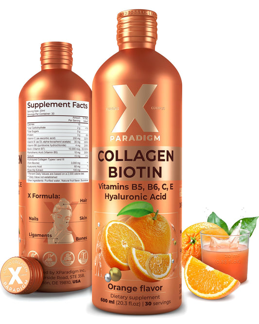 XParadigm Puritas Corpus orange flavor bottle for daily collagen intake supporting skin hydration