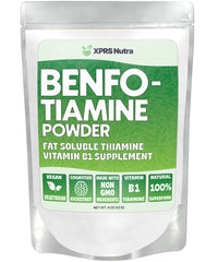 XPRS Nutra Benfotiamine Powder bottle, fat-soluble B1 for daily support and easy dosing.