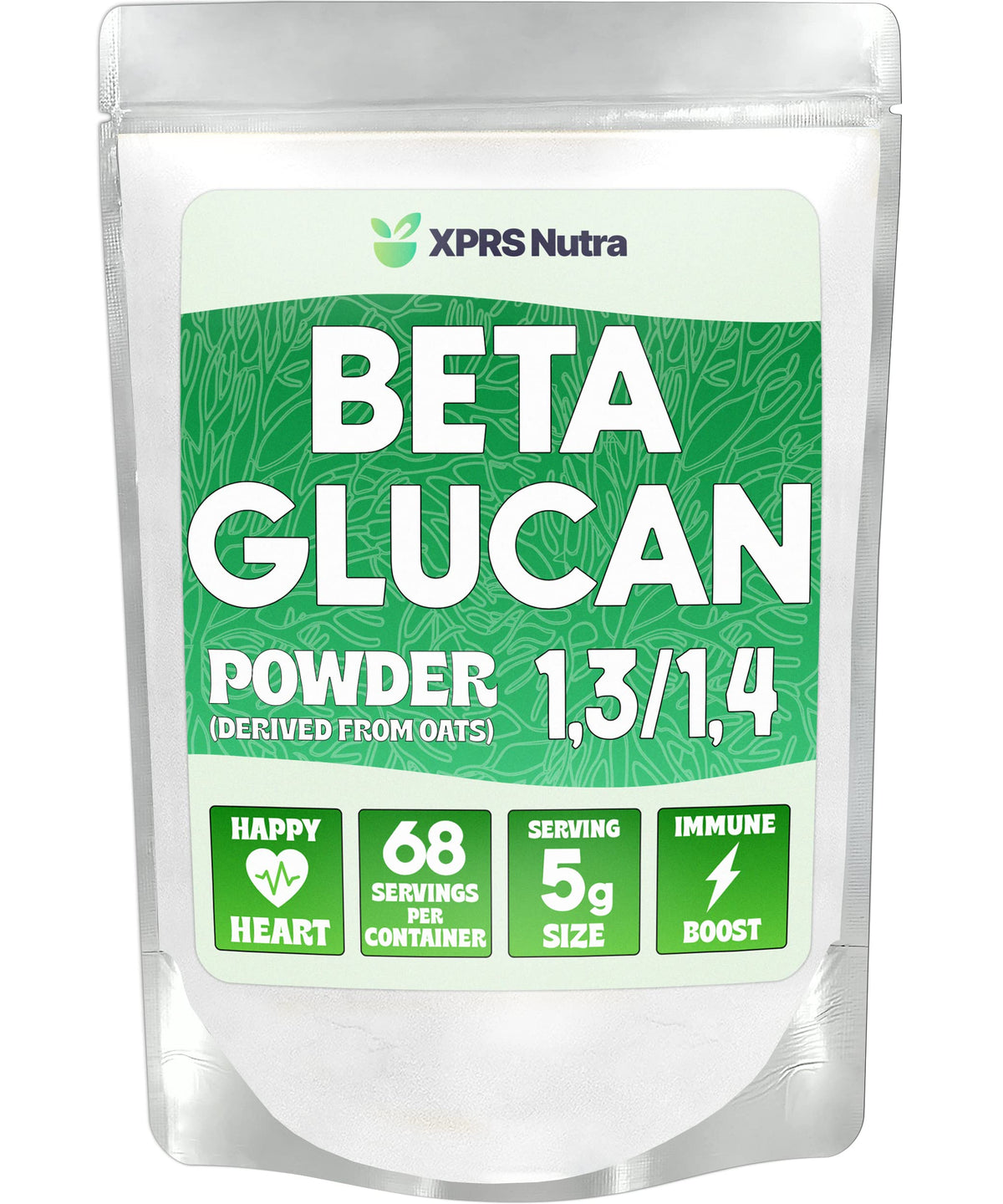 XPRS Nutra Beta Glucan powder bottle ready for daily use in drinks and foods