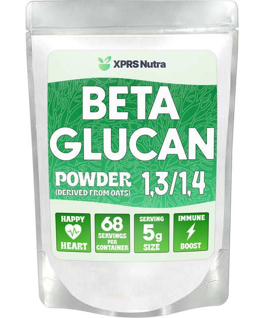 XPRS Nutra Beta Glucan powder bottle ready for daily use in drinks and foods