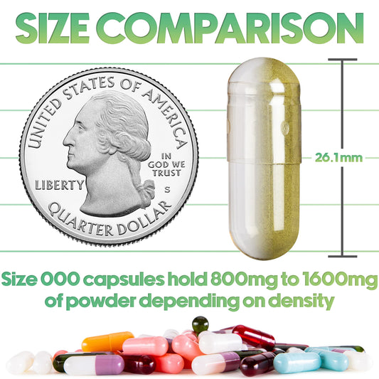 XPRS Nutra Size 000 capsules with rounded ends for secure handling.
