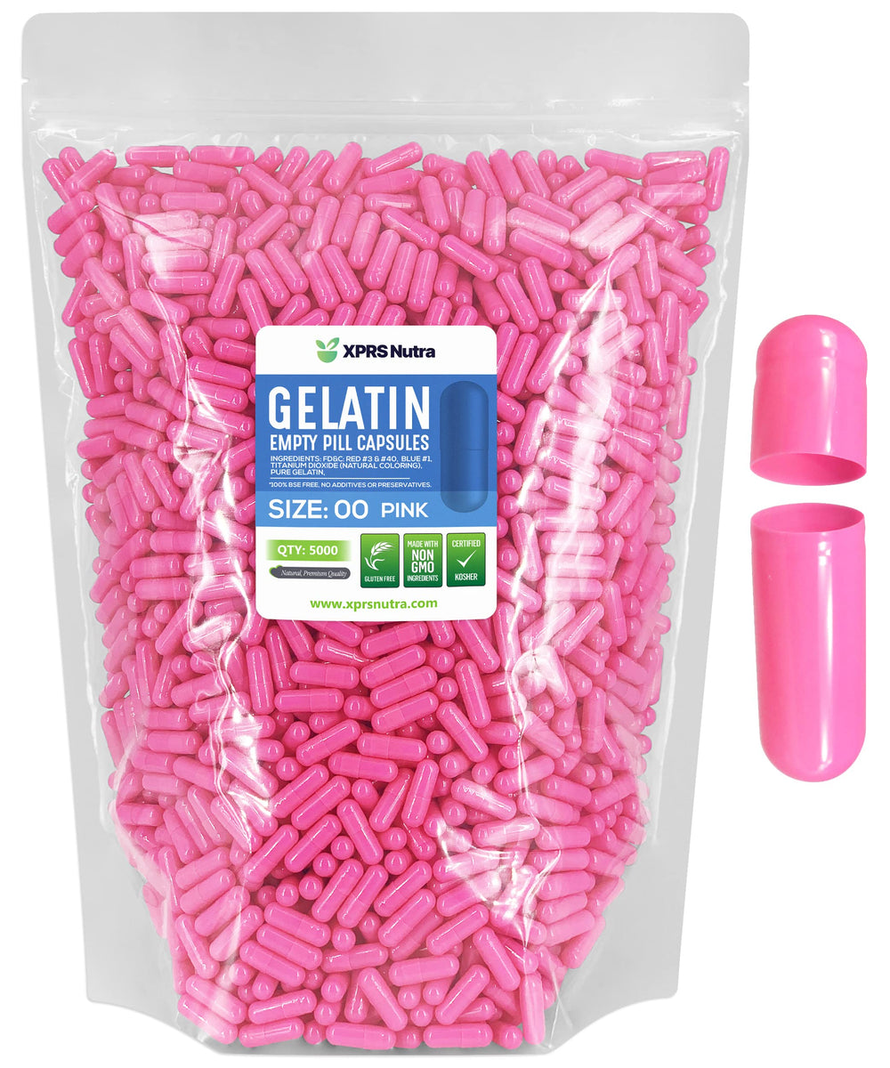XPRS Nutra Size 00 pink empty capsules close-up for precise manual filling