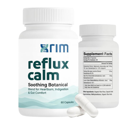xrim Reflux Inhibitor bottle front showing vegan digestion support