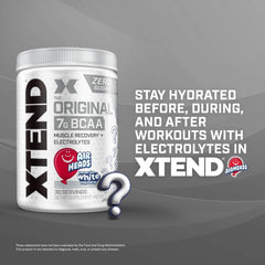Xtend electrolytes label highlights hydration and balanced energy during exercise