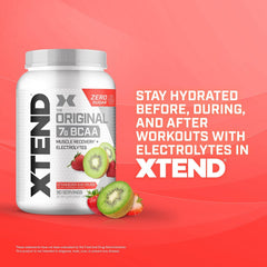 Xtend Original BCAA powder dissolves clearly in water for easy mixing.