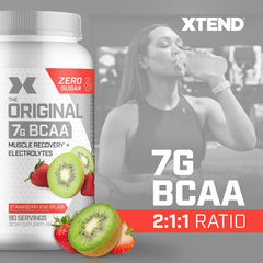 Xtend Original BCAA powder being mixed with water for quick recovery drink.