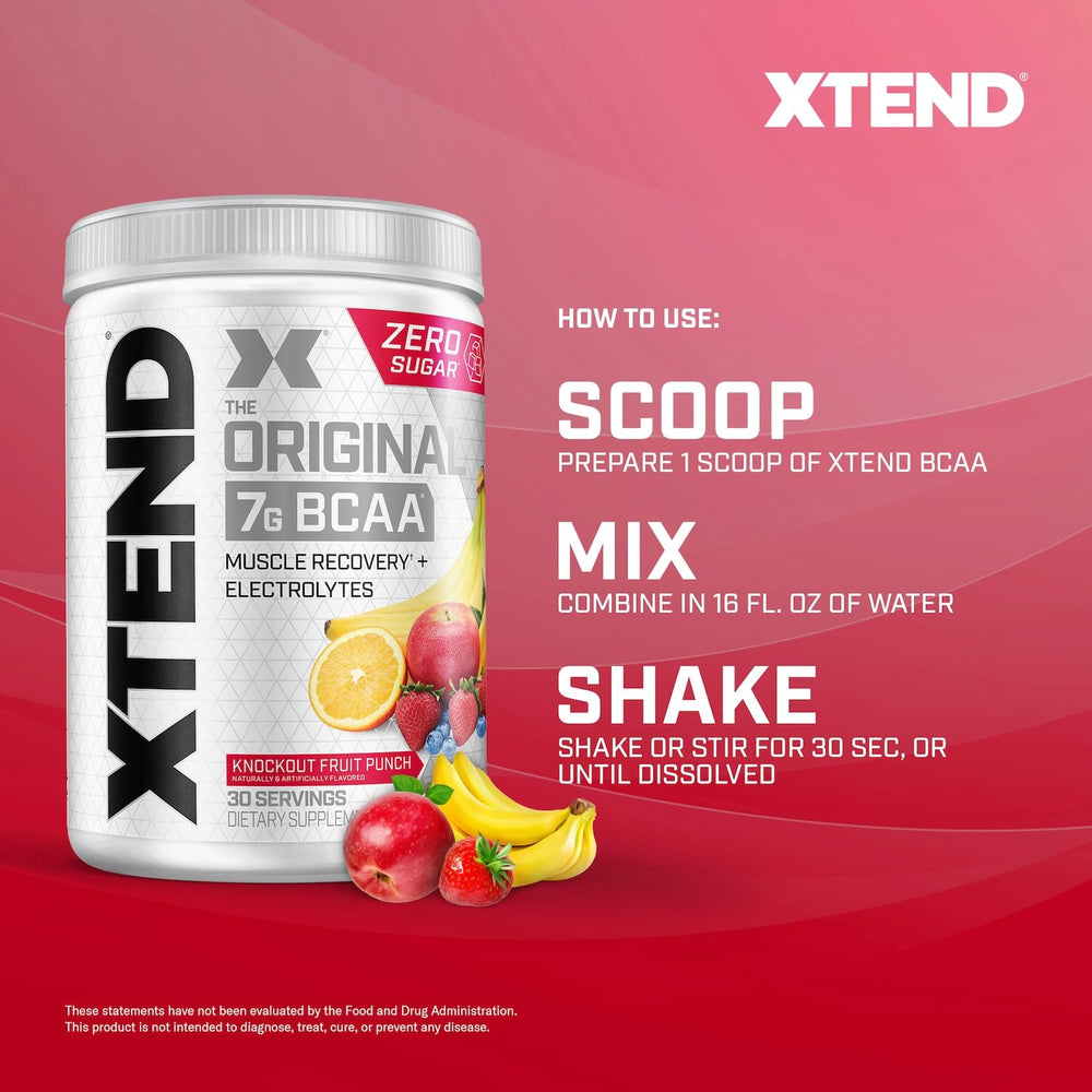 Xtend Original BCaa Powder packaging conveys trusted quality and durability.