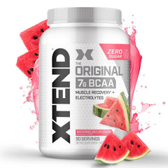 Xtend Original BCAA Powder bottle with Watermelon Explosion flavor for refreshing workouts.