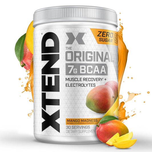 Xtend Original BCAA powder bottle showing sugar-free hydration for workouts
