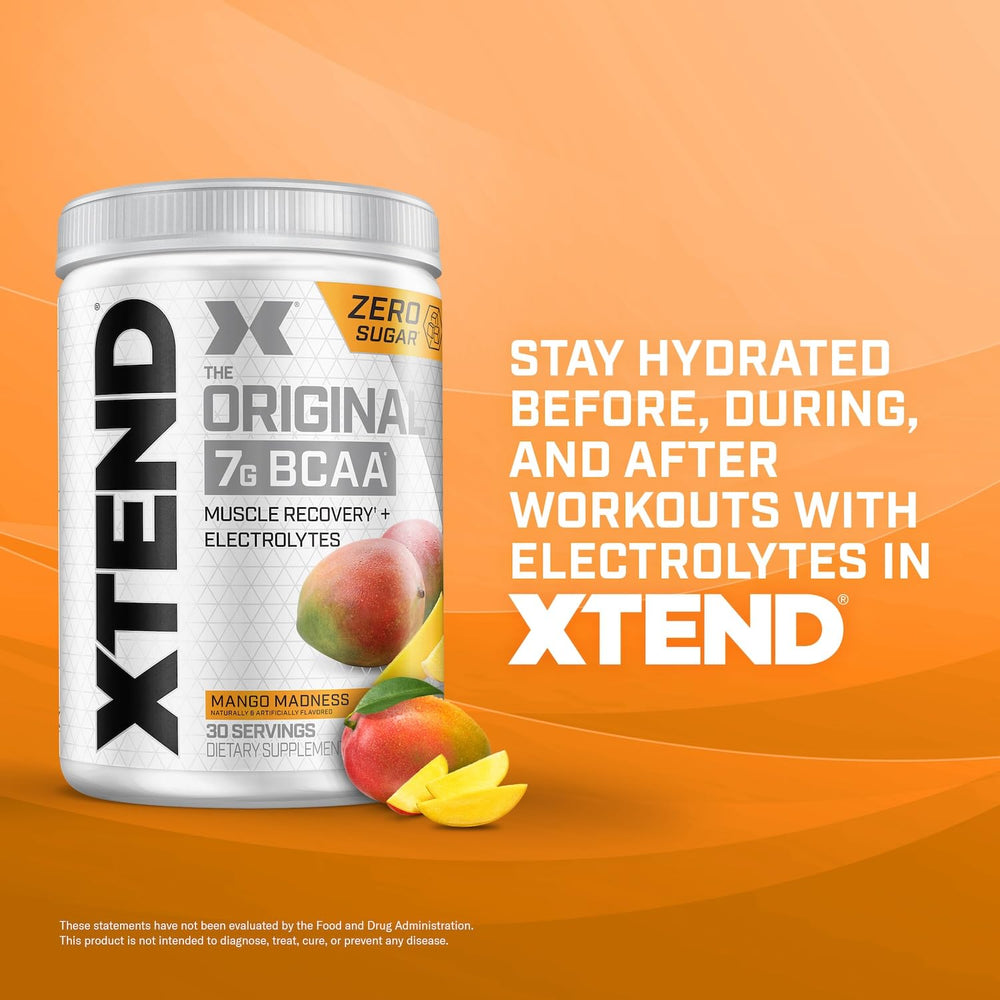Xtend Original BCAA powder in gym scene for on-the-go hydration