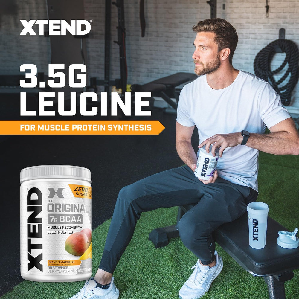 Xtend Original BCAA powder label displaying electrolytes and ingredients