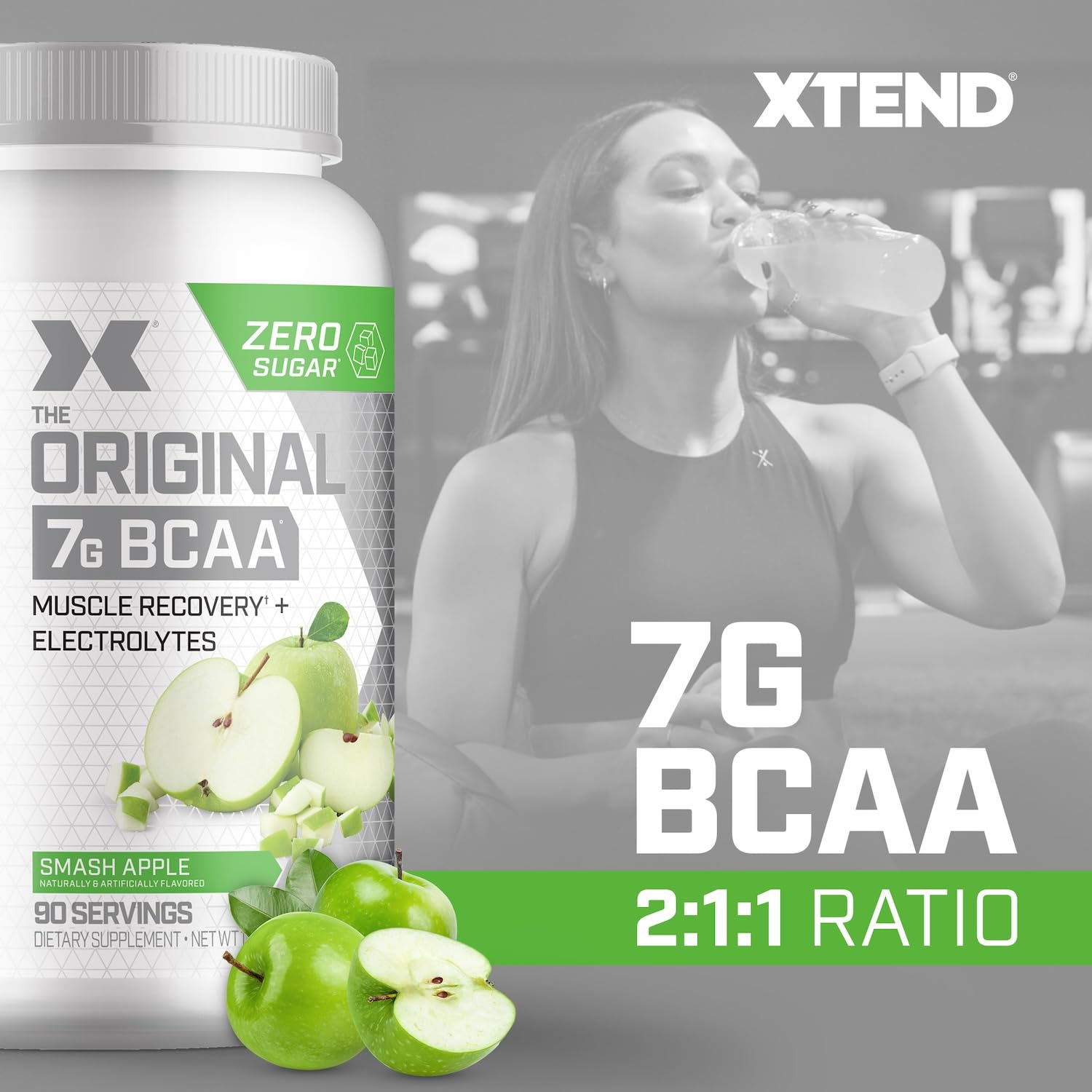 Xtend Original BCAA powder mix in water showing quick dissolution
