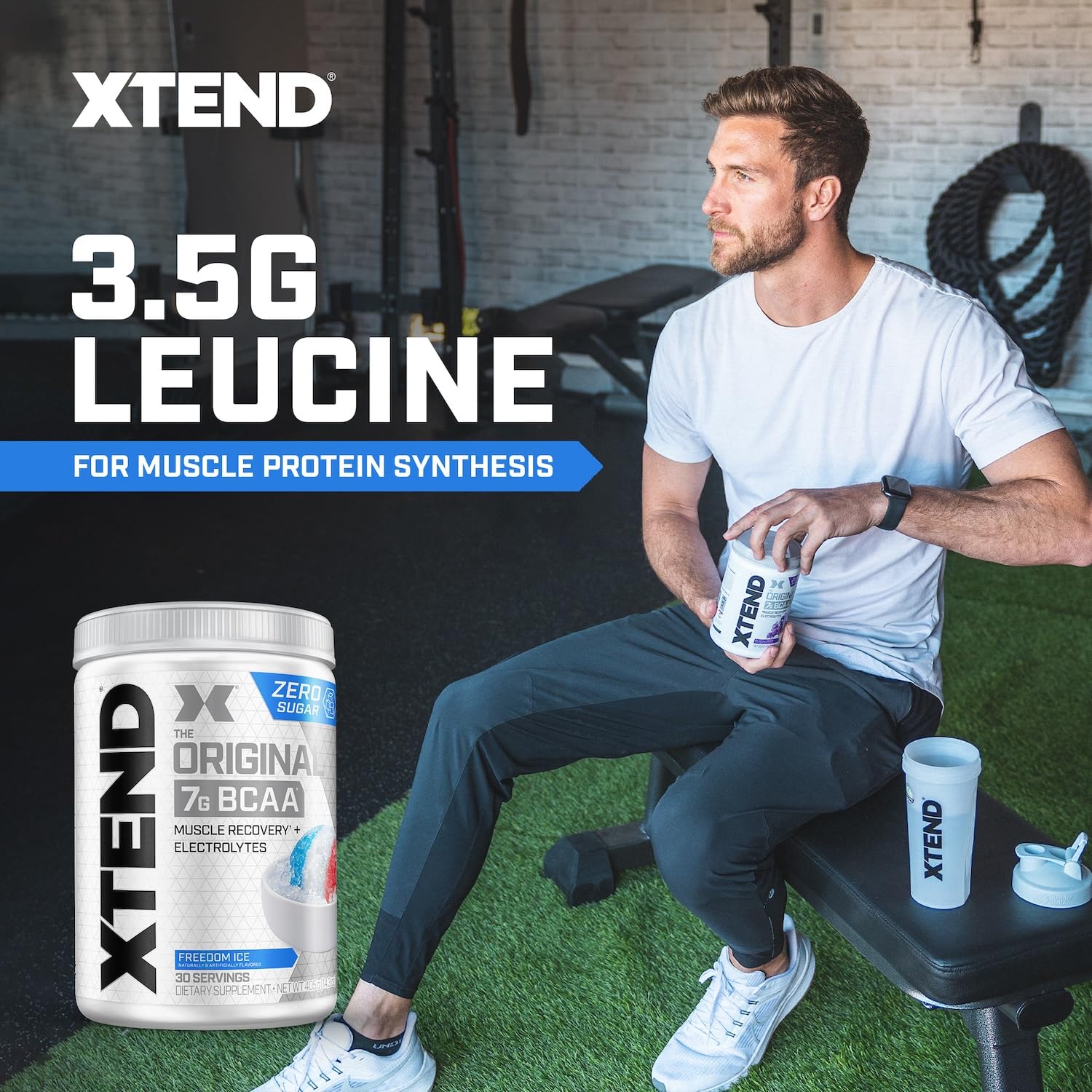Pouring Xtend into water for a sugar-free hydration boost
