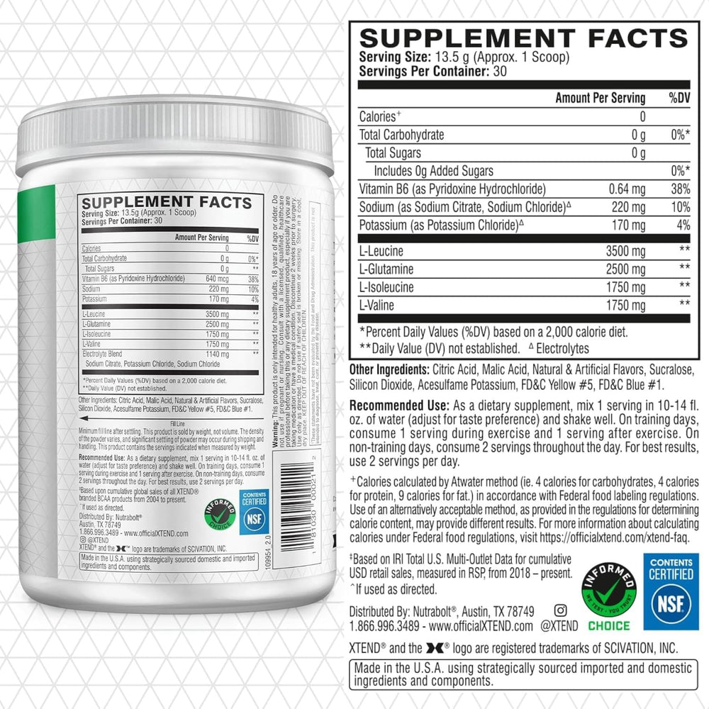 Xtend Original BCAA powder scoop measures seven grams per serving for precision.