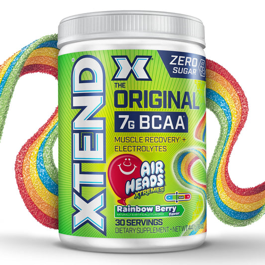 Xtend Original BCAA bottle showing 7g BCAAs for hydration and recovery.