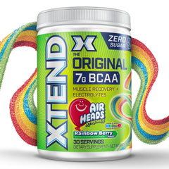 Xtend Original BCAA bottle showing 7g BCAAs for hydration and recovery.