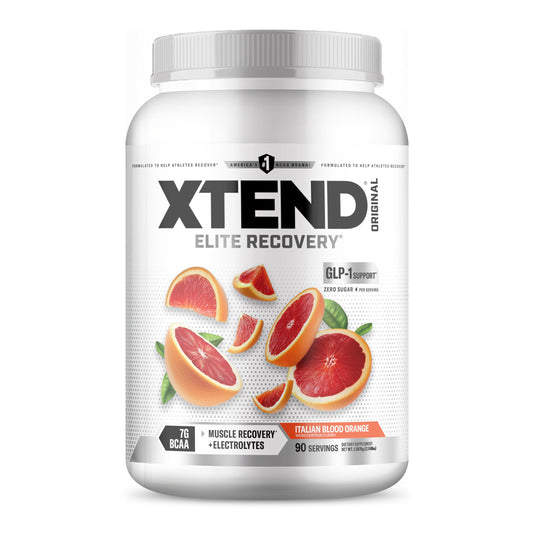 Xtend Original BCAA Powder bottle shows 90 servings for training support.
