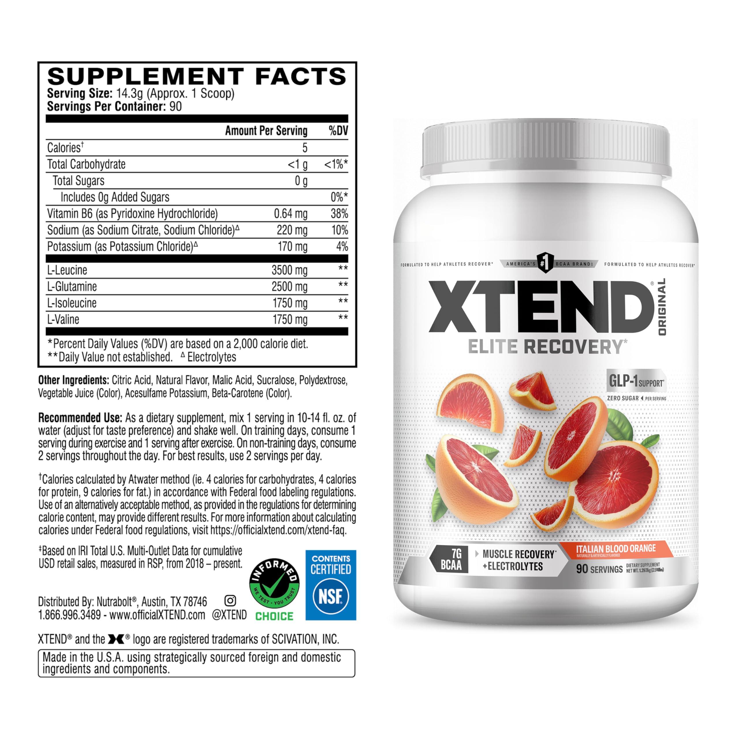 Xtend Original BCAA Powder scoop highlights precise serving for post-workout intake.
