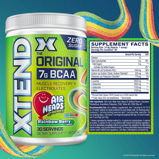 Xtend Original BCAA powder scoop for quick post-workout mix.