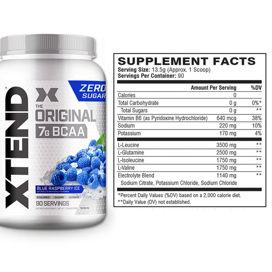 Xtend BCAA scoop showing 7g BCAAs per serving