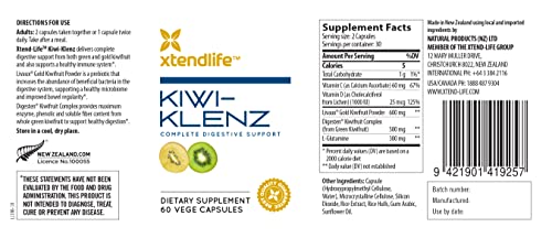 Xtendlife Kiwi-Klenz bottle pour demonstrates easy dosing for digestion.