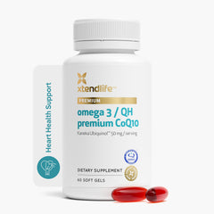 Xtendlife Omega 3 QH bottle with easy-to-swallow softgels for daily support.