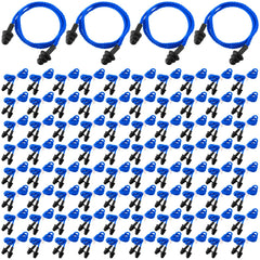 Xuhal 200-pair corded ear plugs with blue cords reducing ambient noise.