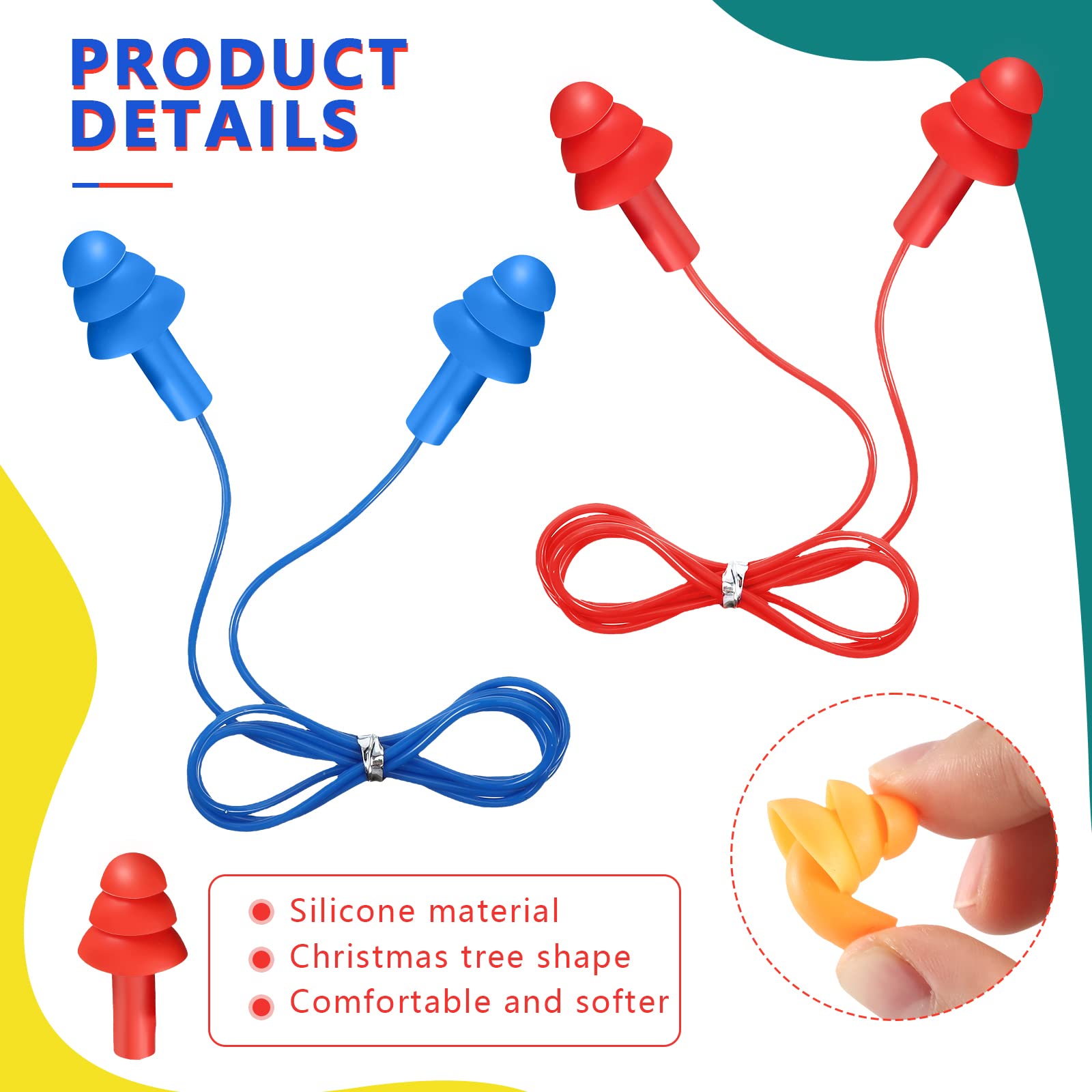 Xuhal multi-color corded earplugs for quick access during travel or sleep.