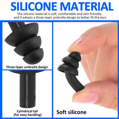 Xuhal silicone ear plugs offering comfort-fit for long wear.