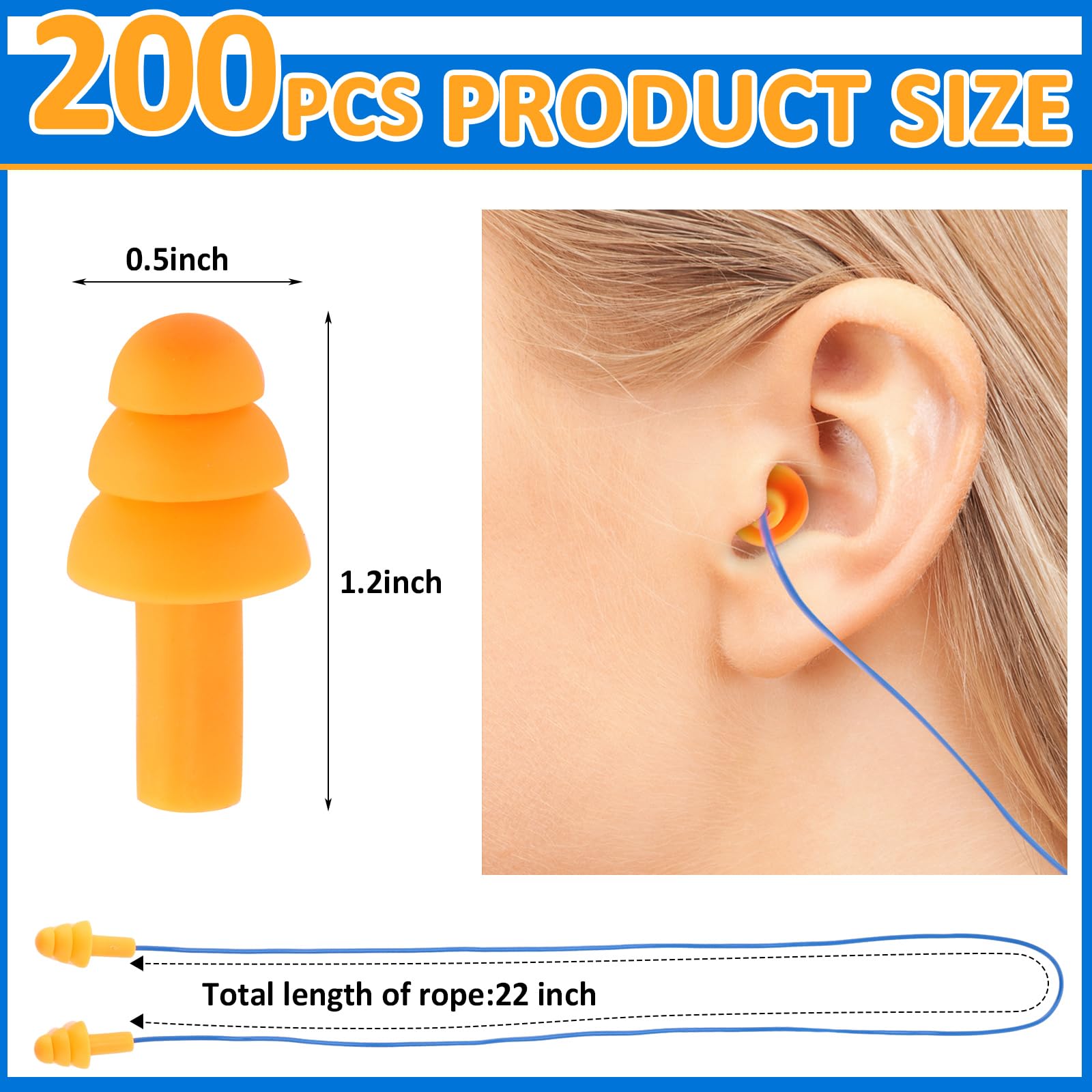 Xuhal soft silicone corded ear plugs with waterproof construction.