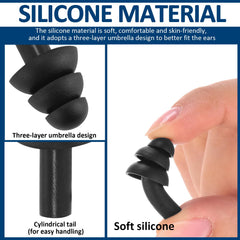 Xuhal three-layer umbrella design earplugs emphasize improved fit and sound insulation.