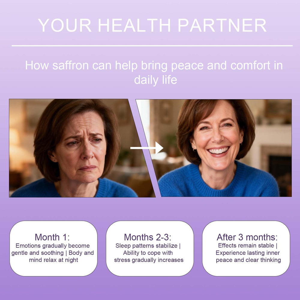 XUHUIT saffron ingredients label illustrates plant-based formula