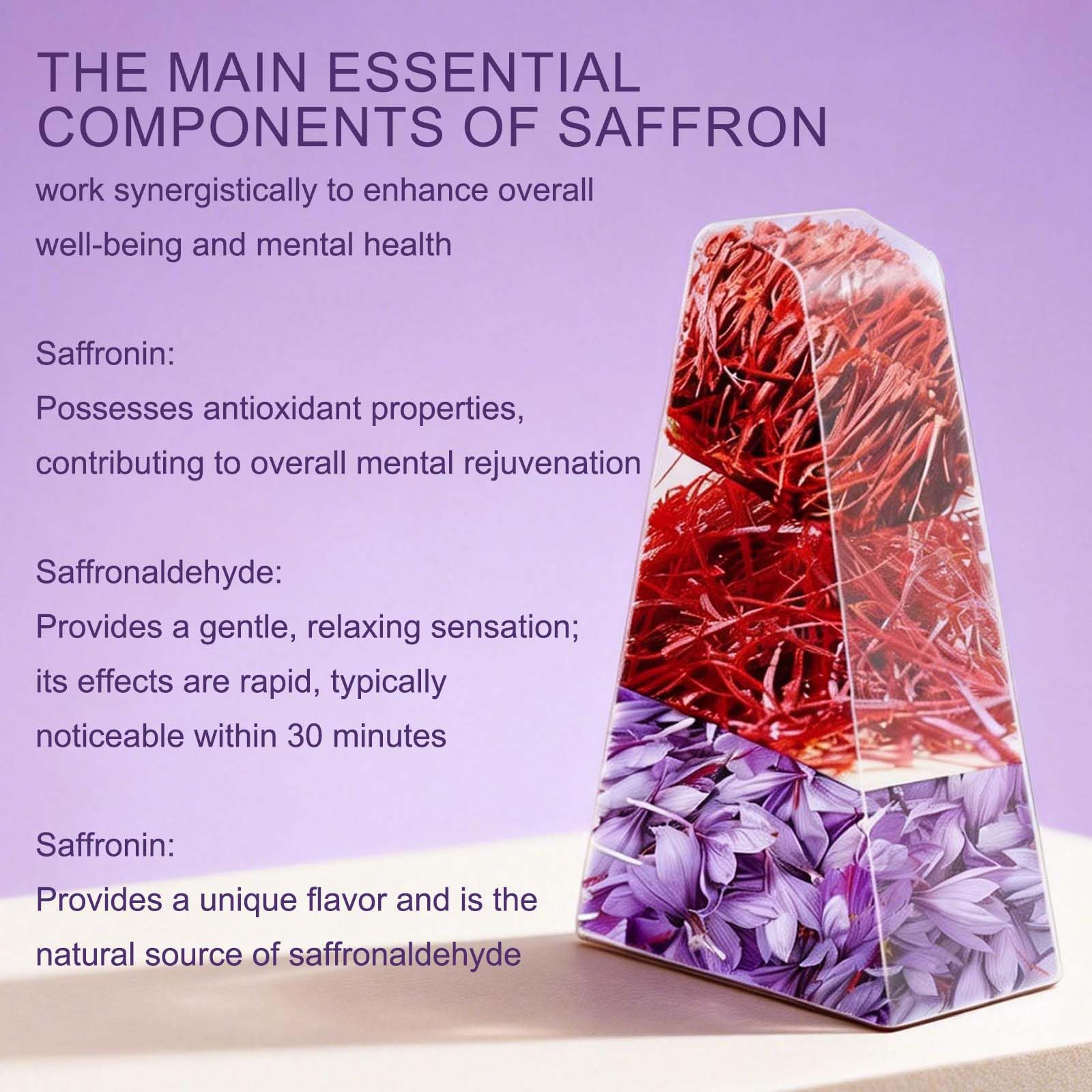 XUHUIT saffron packaging label detail highlighting non-GMO vegan formula