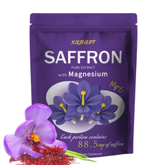 XUHUIT saffron supplement bottle front view showing 88.5mg softgels for daily wellness