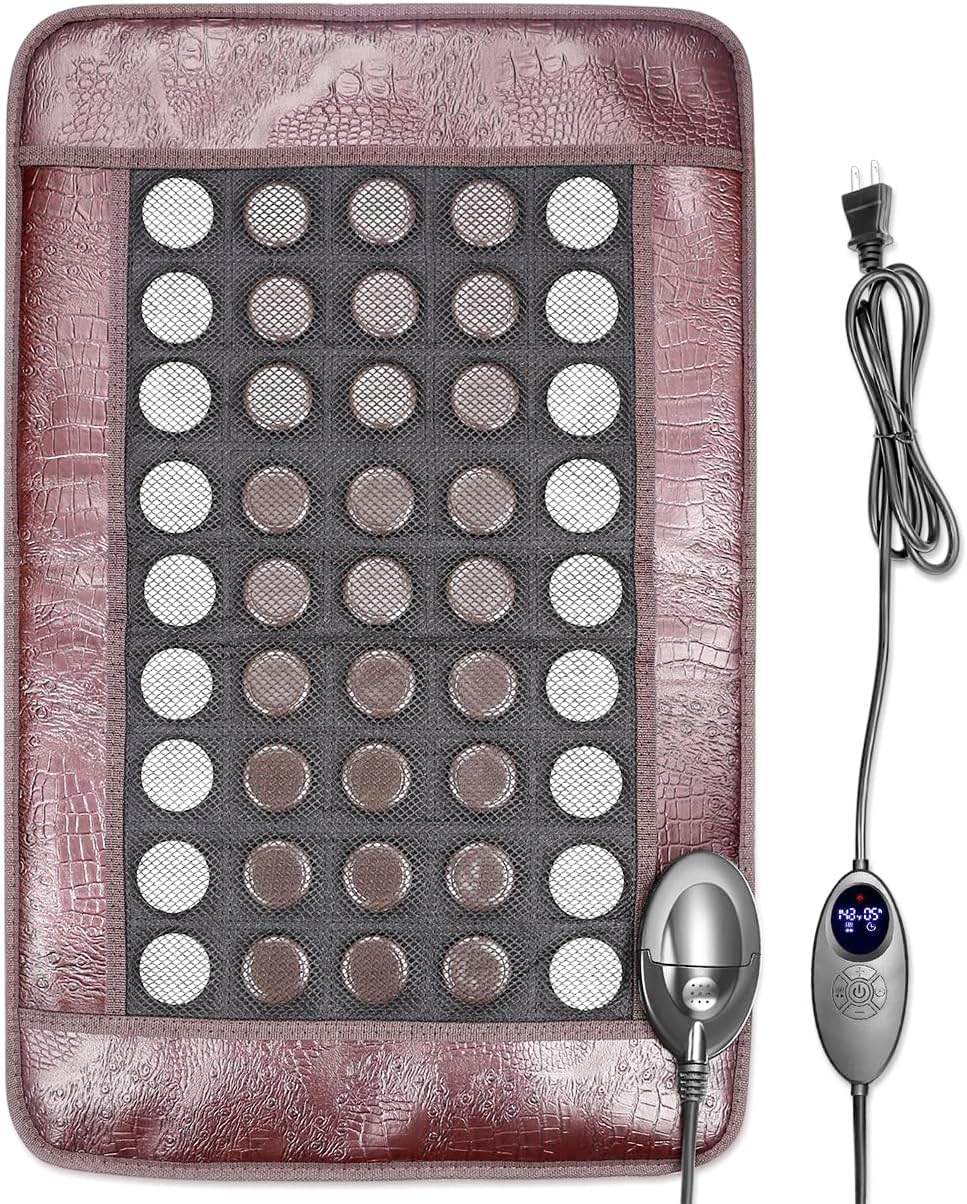 XUYU heating pad spread flat with jade and tourmaline stones for deep warmth.