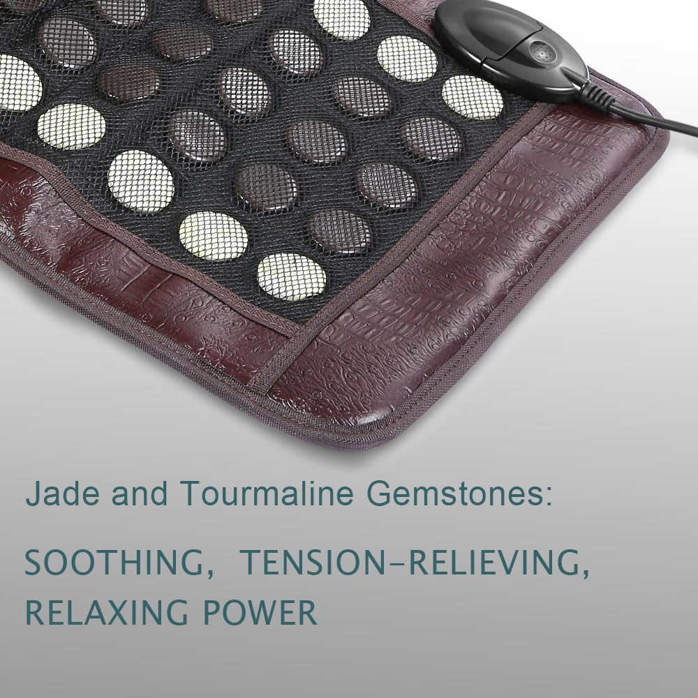 XUYU jade and tourmaline stones visible through fabric for therapy.