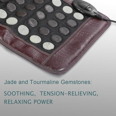 XUYU jade and tourmaline stones visible through fabric for therapy.