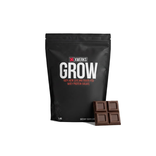 XWERKS Grow whey protein powder bottle provides convenient training nutrition for recovery.