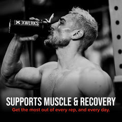 XWERKS Grow post-workout scene suggests rapid muscle recovery support.