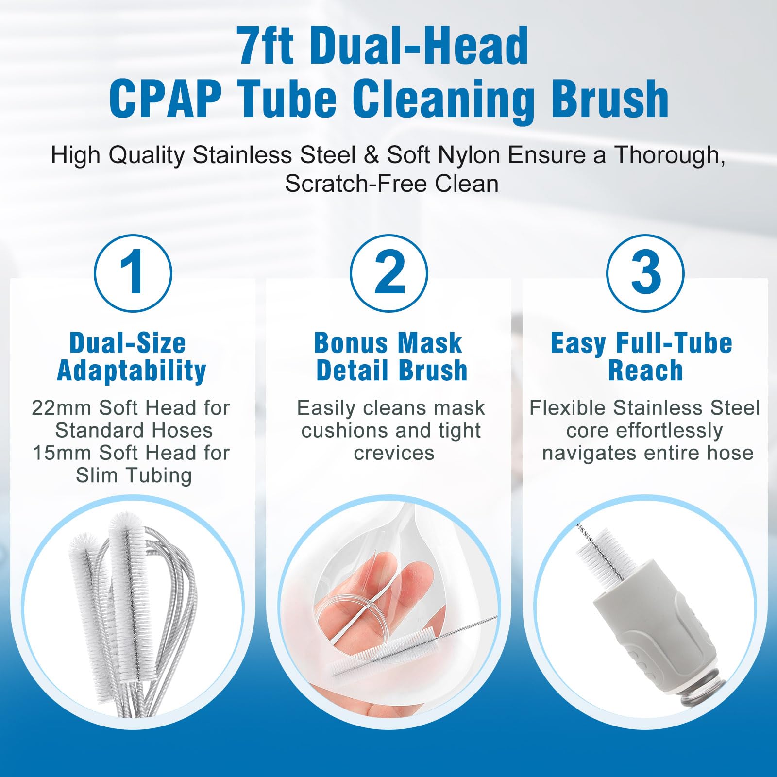 Xykzra 7ft tube brush cleans 22mm and 15mm hoses