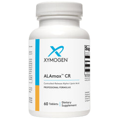 XYMOGEN ALAmax CR bottle front with 60 tablets for antioxidant support.