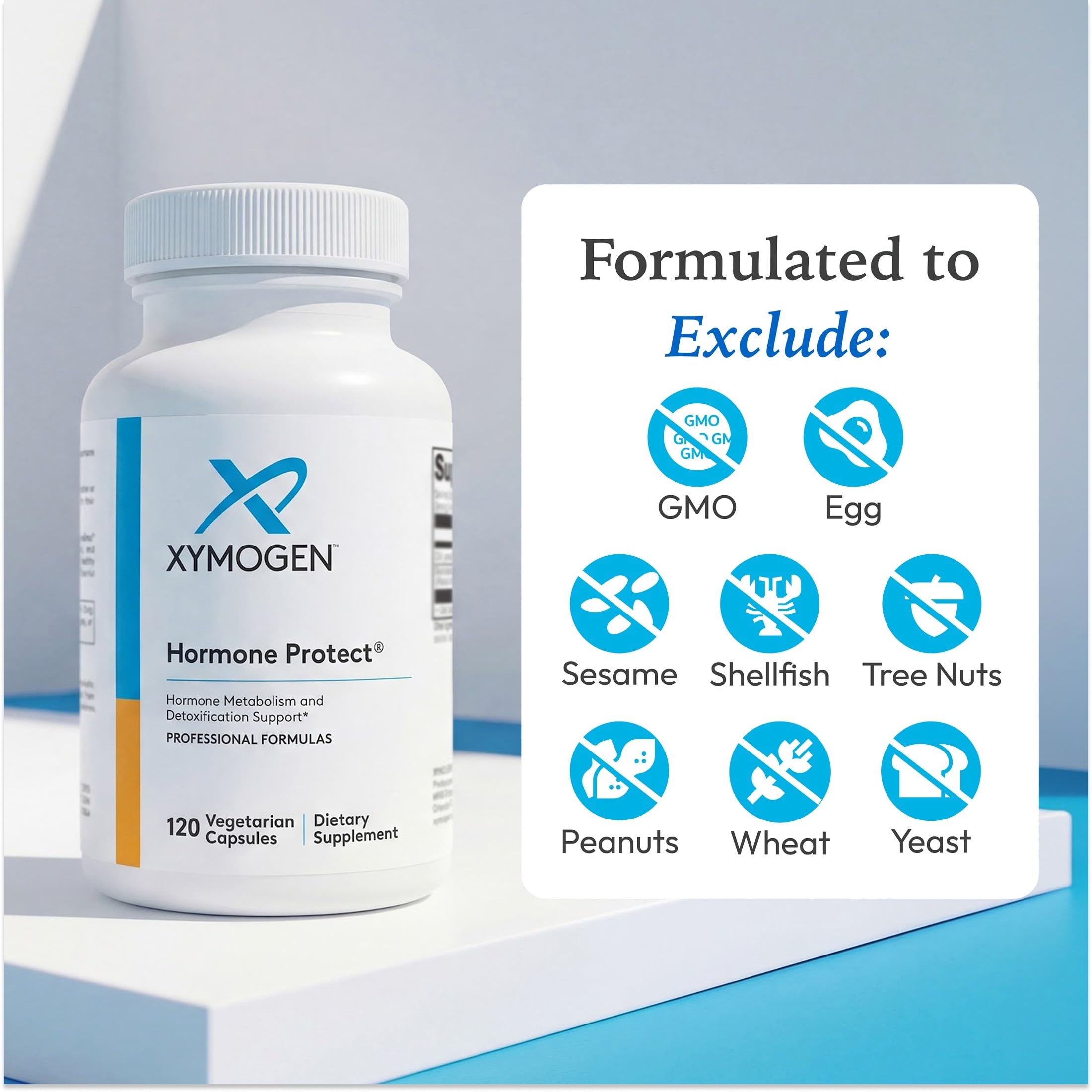 XYMOGEN Hormone Protect bottle on desk suggesting routine daily use