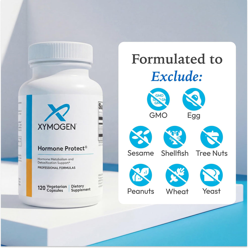 XYMOGEN Hormone Protect bottle on desk suggesting routine daily use