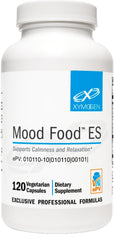 XYMOGEN Mood Food ES bottle highlights calming ingredients for daily balance.