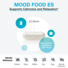 XYMOGEN Mood Food ES packaging emphasizes allergen-free formulation.