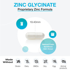XYMOGEN zinc bisglycinate close-up of easy-to-swallow capsules.