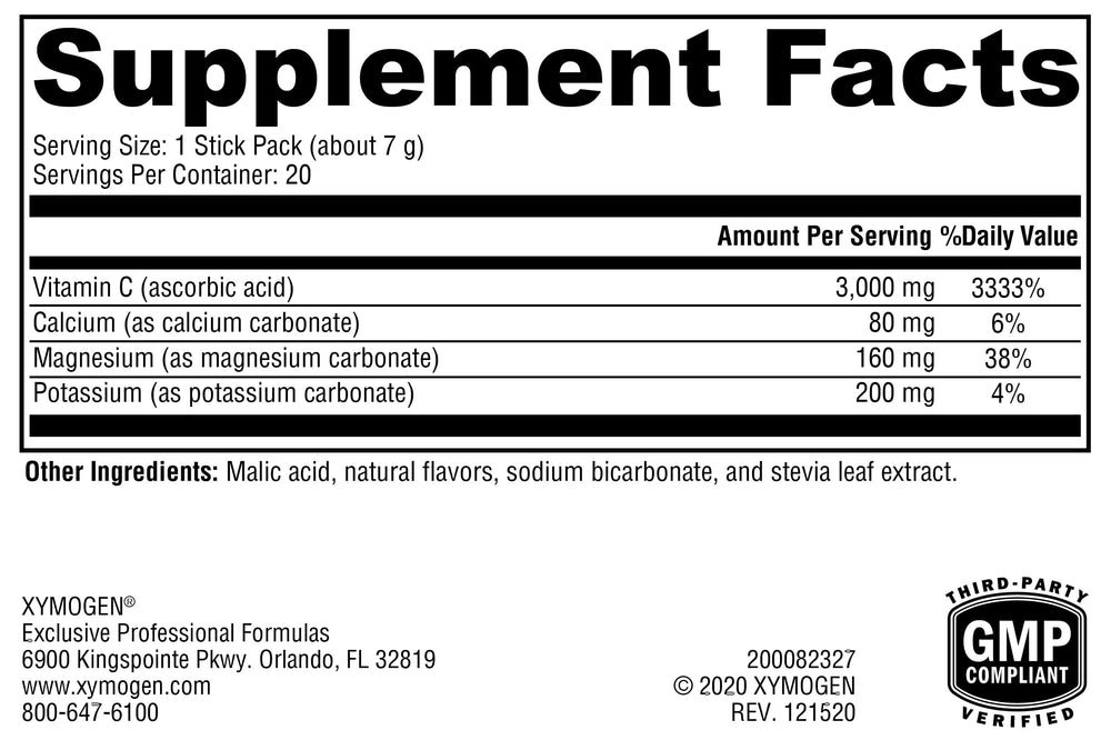 XYMOGEN 3000mg buffered vitamin C powder with minerals for immune support